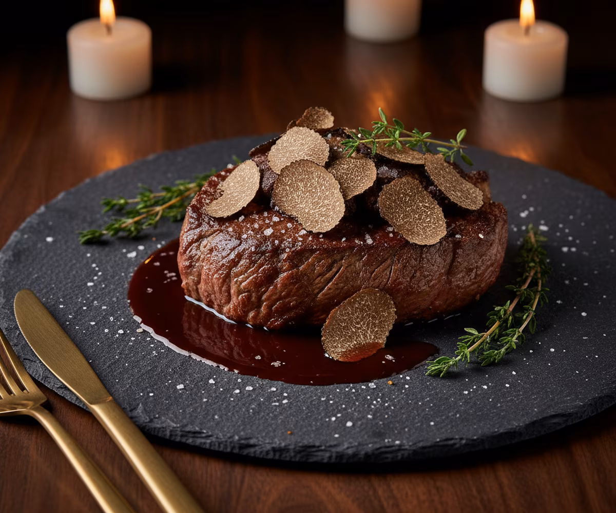 Royal Flush Steak — dry-aged szűzpecsenye fekete trüffellel